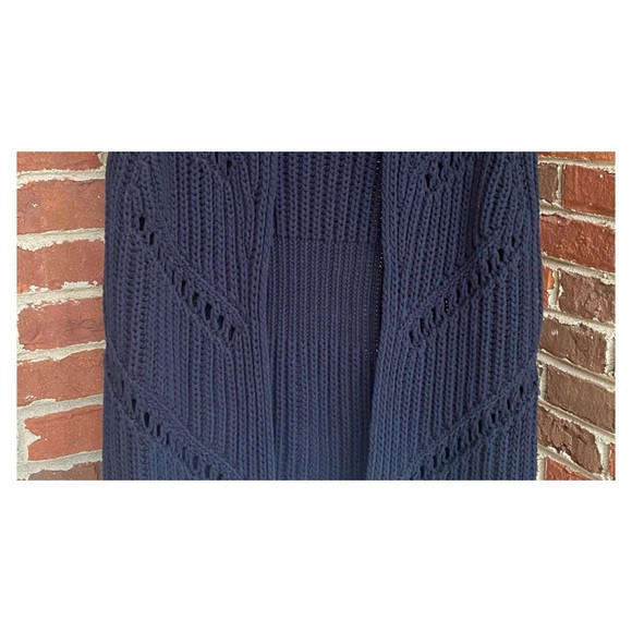 NWOT Anthropologie Maeve Longline Sweater Vest Cardigan in Navy & White XS/S - Picture 2 of 8